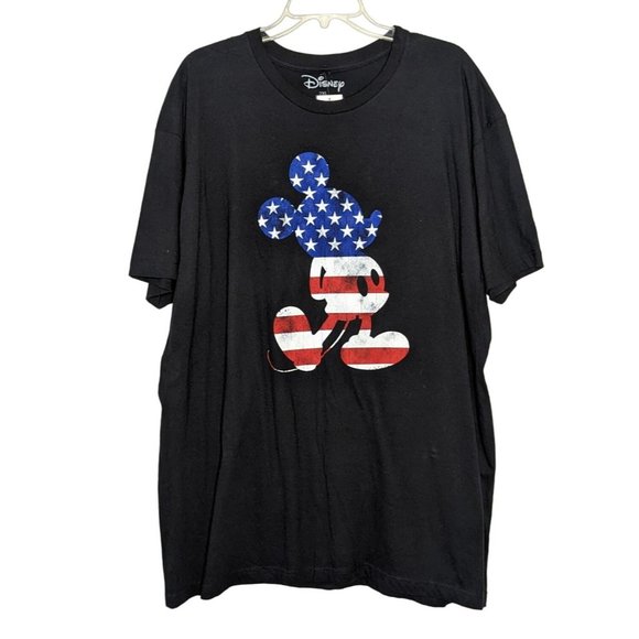 Disney Tops - Disney Mickey Mouse red‎ white and blue America Black Tshirt Tee size 2XL